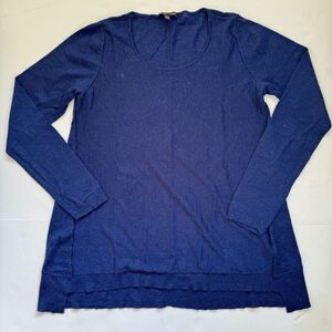 Eileen Fisher Blue Merino Alpaca Wool Tencel Blend Sweater Womens M Long Sleeve